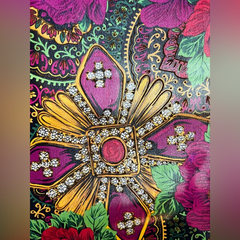 🌺Vibrant Sheer Silk Pink Floral Scarf by Oscar de la Renta | 51”x10.5” - Picture 10 of 17